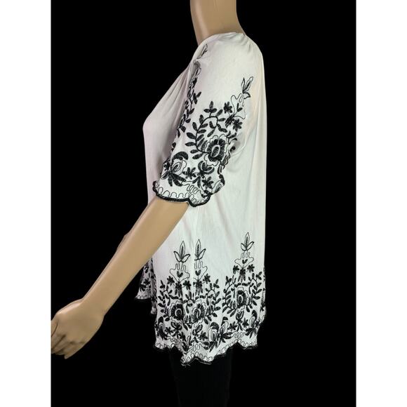 Liv Los Angeles Women's Size XL Blouse Boho Peasant Embroidered 4 Way Stretch - Picture 4 of 10